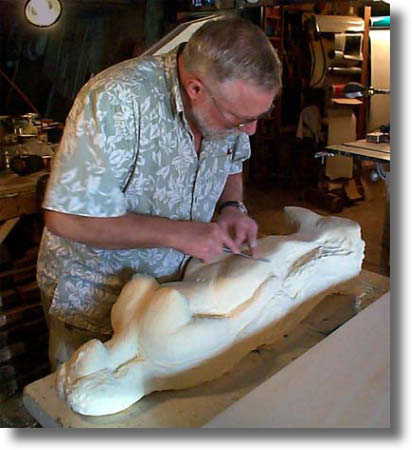 Process of carving a custom figurehead by Carved Wood Signs