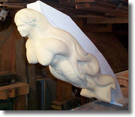 Process of carving a custom figurehead by Carved Wood Signs