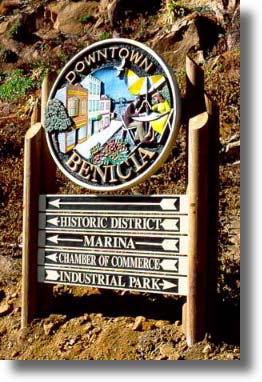 Downtown Benicia sign by Carved Wood Signs