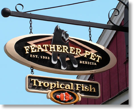 Featherer Pet sign by Carved Wood Signs