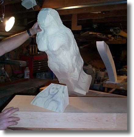 Process of carving a custom figurehead by Carved Wood Signs