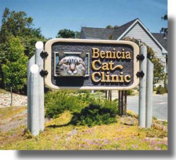 Benicia Cat Clinic sign by Carved Wood Signs