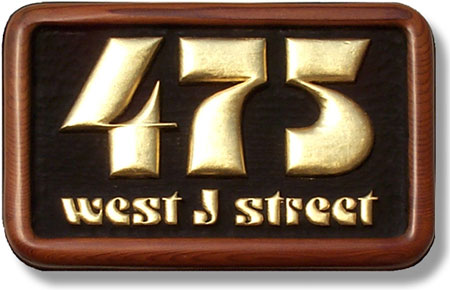 Carved Wood house sign